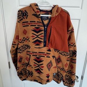 Men's Geometric Fleece Hoodie - Tan and Black